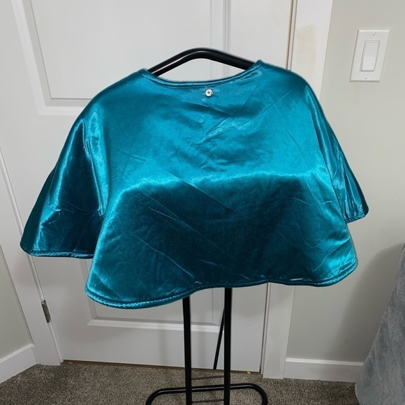 1950’s Thick Sleeveless Wool & Satin Silk Capelet Shawl Art Deco Motif Vintage - Picture 4 of 4